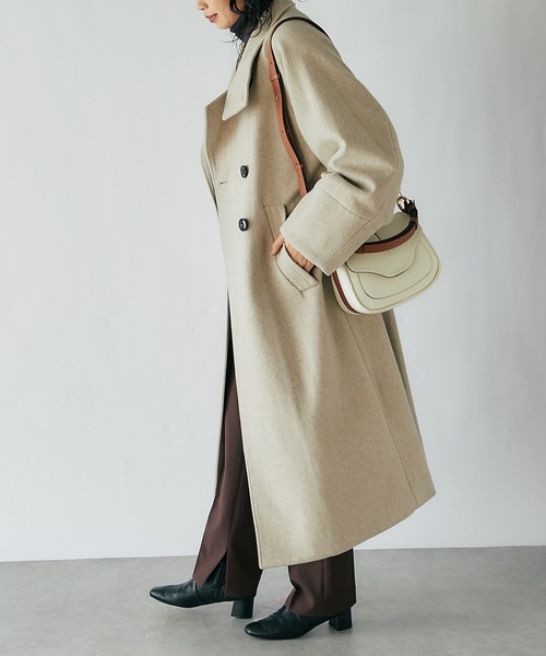 RIVE DROITE（リヴドロワ）の「ウールスタンドネックコート（その他アウター・レディース・ベージュ/ネイビー・FREE）」の6枚目の写真