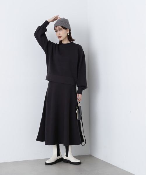 N.（N. Natural Beauty Basic）（エヌエヌナチュラルビューティーベーシック）の「◆ムジジャガードニット＆Ａラインセットアップ（ワンピース・レディース・ブルー/杢グレー/スミクロ・MEDIUM）」の10枚目の写真