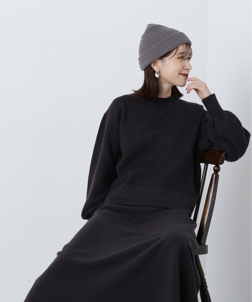 N.（N. Natural Beauty Basic）（エヌエヌナチュラルビューティーベーシック）の「◆ムジジャガードニット＆Ａラインセットアップ（ワンピース・レディース・ブルー/杢グレー/スミクロ・MEDIUM）」の11枚目の写真