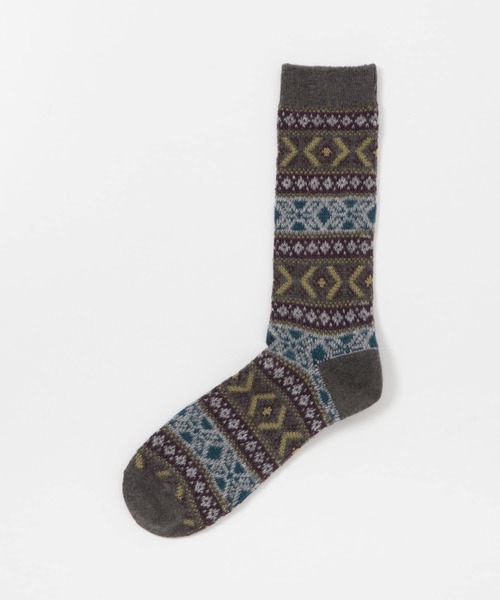 URBAN RESEARCH DOORS（アーバンリサーチドアーズ）の「『別注』Anonymous Ism×DOORS　ウールジャガードクルー（ソックス/靴下・メンズ・ベージュ/ネイビー/バーガンディー/チャコールグレー・-）」の2枚目の写真