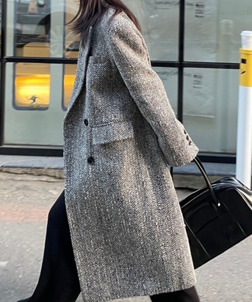 LYEON（リヨン）の「ヘリンボーンロングチェスターコート（チェスター