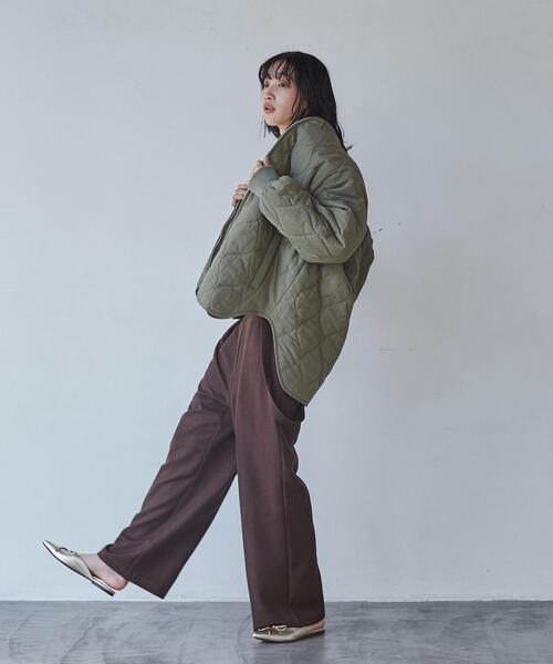 coen（コーエン）の「マルチファンクションキルティングジャケット（WEB限定カラー）（ノーカラージャケット・レディース・オフホワイト/ダークグレー/ブラック/オリーブ・M/L）」の6枚目の写真