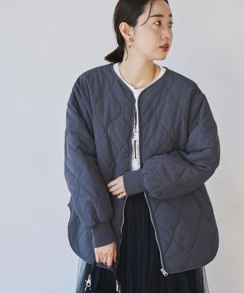 coen（コーエン）の「マルチファンクションキルティングジャケット（WEB限定カラー）（ノーカラージャケット・レディース・オフホワイト/ダークグレー/ブラック/オリーブ・M/L）」の16枚目の写真