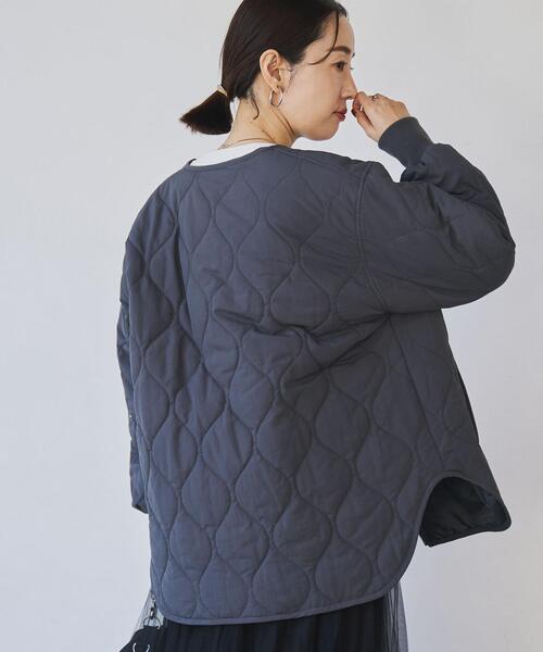 coen（コーエン）の「マルチファンクションキルティングジャケット（WEB限定カラー）（ノーカラージャケット・レディース・オフホワイト/ダークグレー/ブラック/オリーブ・M/L）」の18枚目の写真