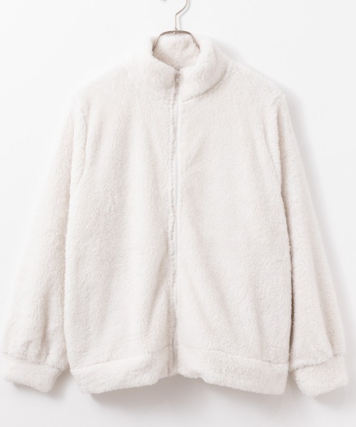 NAVY 温℃ あったかもこもこ ジップアップ スタンドネック ボア