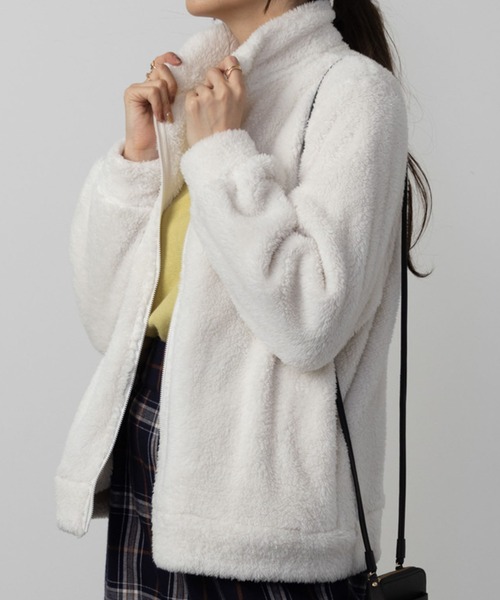 モコモコページ 楽天市場】レディース ボア ジャケット タフタ切り替え OP オーシャン