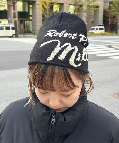 CPCM（シーピーシーエム）の「【Robert P.Miller】ロゴビーニー（ニットキャップ/ビーニー・メンズ・ブラック/アイボリー・FREE）」の3枚目の写真