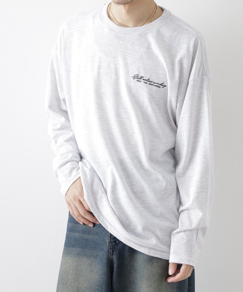 FUNALIVE(ファンアライブ)の「ゆったり 着やすい ロゴ刺繍 ロンT(Tシャツ/カットソー・メンズ・ブラック系/スミクロ/ブラック系1/ベージュ系/ブラック系4/ブラック/ブラック系5/ホワイト系2/ホワイト/ホワイト系/ネイビー系/ライトグリーン系/グレイッシュベージュ/ブラック系3/パープル系/ラベンダー/ホワイト系1/サックスブルー/ブラック系2/サックスブルー系1/ミント/ネイビー/サックスブルー系/ホワイト系3/ブラック系その他3/バーガンディー/ブラック系その他5/ブラック系その他4/ブラック系その他2/ブラック系その他7/ブラック系その他6/ホワイト系5/ホワイト系4/ブラック系6/杢グレー/ブラック系その他/ブラウン・LL/L/M)」の3枚目の写真