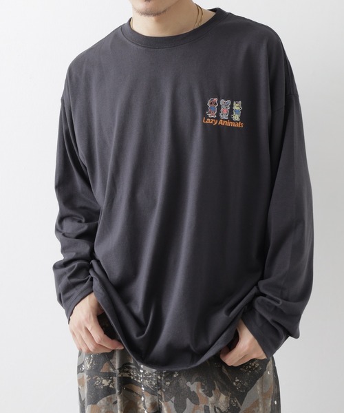 FUNALIVE(ファンアライブ)の「ゆったり 着やすい ロゴ刺繍 ロンT(Tシャツ/カットソー・メンズ・ブラック系/スミクロ/ブラック系1/ベージュ系/ブラック系4/ブラック/ブラック系5/ホワイト系2/ホワイト/ホワイト系/ネイビー系/ライトグリーン系/グレイッシュベージュ/ブラック系3/パープル系/ラベンダー/ホワイト系1/サックスブルー/ブラック系2/サックスブルー系1/ミント/ネイビー/サックスブルー系/ホワイト系3/ブラック系その他3/バーガンディー/ブラック系その他5/ブラック系その他4/ブラック系その他2/ブラック系その他7/ブラック系その他6/ホワイト系5/ホワイト系4/ブラック系6/杢グレー/ブラック系その他/ブラウン・LL/L/M)」の21枚目の写真