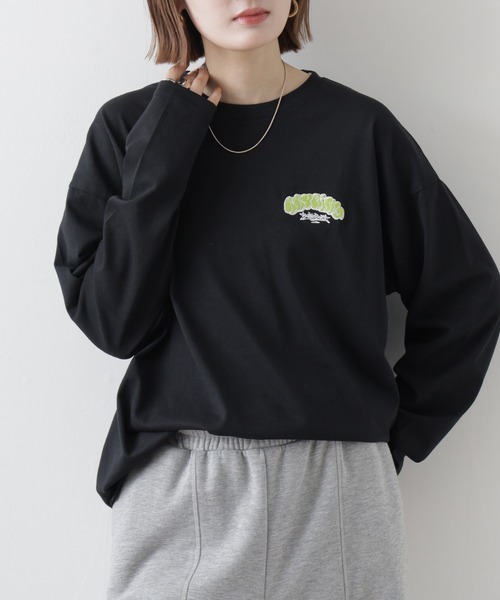 FUNALIVE(ファンアライブ)の「ゆったり 着やすい ロゴ刺繍 ロンT(Tシャツ/カットソー・メンズ・ブラック系/スミクロ/ブラック系1/ベージュ系/ブラック系4/ブラック/ブラック系5/ホワイト系2/ホワイト/ホワイト系/ネイビー系/ライトグリーン系/グレイッシュベージュ/ブラック系3/パープル系/ラベンダー/ホワイト系1/サックスブルー/ブラック系2/サックスブルー系1/ミント/ネイビー/サックスブルー系/ホワイト系3/ブラック系その他3/バーガンディー/ブラック系その他5/ブラック系その他4/ブラック系その他2/ブラック系その他7/ブラック系その他6/ホワイト系5/ホワイト系4/ブラック系6/杢グレー/ブラック系その他/ブラウン・LL/L/M)」の13枚目の写真