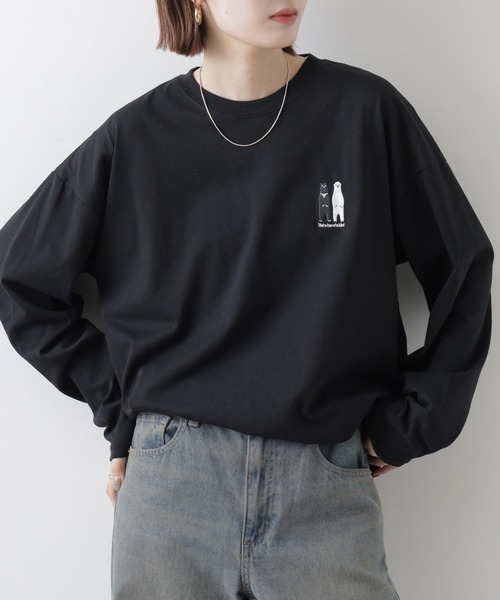 FUNALIVE(ファンアライブ)の「ゆったり 着やすい ロゴ刺繍 ロンT(Tシャツ/カットソー・メンズ・ブラック系/スミクロ/ブラック系1/ベージュ系/ブラック系4/ブラック/ブラック系5/ホワイト系2/ホワイト/ホワイト系/ネイビー系/ライトグリーン系/グレイッシュベージュ/ブラック系3/パープル系/ラベンダー/ホワイト系1/サックスブルー/ブラック系2/サックスブルー系1/ミント/ネイビー/サックスブルー系/ホワイト系3/ブラック系その他3/バーガンディー/ブラック系その他5/ブラック系その他4/ブラック系その他2/ブラック系その他7/ブラック系その他6/ホワイト系5/ホワイト系4/ブラック系6/杢グレー/ブラック系その他/ブラウン・LL/L/M)」の15枚目の写真