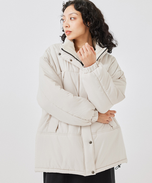 NERGY（ナージー）の「スタンドカラー中綿コート（ダウンジャケット/コート・レディース・ブラック/ホワイト・M）」の10枚目の写真