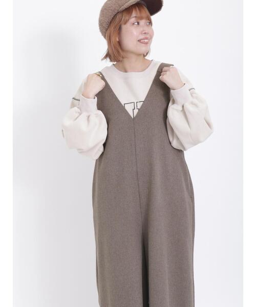 Samansa Mos2（サマンサ モスモス）の「裏ボアロゴプリントスウェット（Tシャツ/カットソー・レディース・キナリ/グリーン/モカ・F）」の2枚目の写真