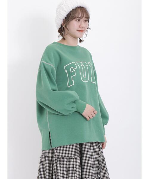 Samansa Mos2（サマンサ モスモス）の「裏ボアロゴプリントスウェット（Tシャツ/カットソー・レディース・キナリ/グリーン/モカ・F）」の6枚目の写真