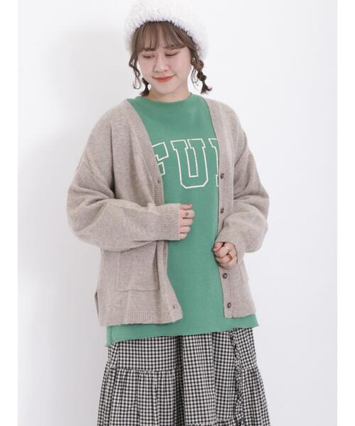 Samansa Mos2（サマンサ モスモス）の「裏ボアロゴプリントスウェット（Tシャツ/カットソー・レディース・キナリ/グリーン/モカ・F）」の9枚目の写真