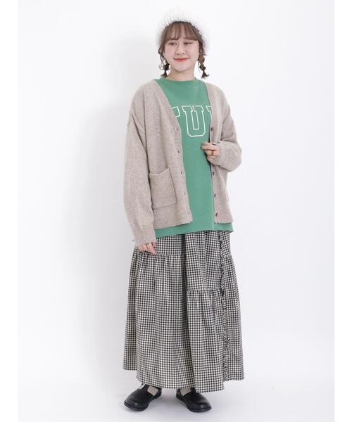 Samansa Mos2（サマンサ モスモス）の「裏ボアロゴプリントスウェット（Tシャツ/カットソー・レディース・キナリ/グリーン/モカ・F）」の10枚目の写真