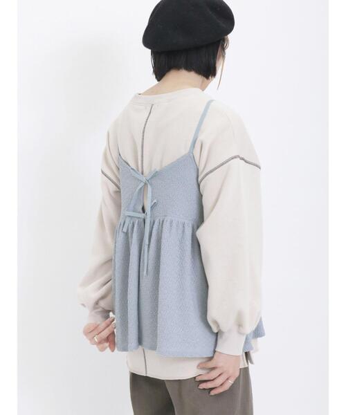 Samansa Mos2（サマンサ モスモス）の「裏ボアロゴプリントスウェット（Tシャツ/カットソー・レディース・キナリ/グリーン/モカ・F）」の11枚目の写真