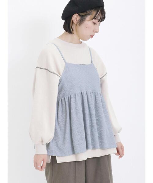 Samansa Mos2（サマンサ モスモス）の「裏ボアロゴプリントスウェット（Tシャツ/カットソー・レディース・キナリ/グリーン/モカ・F）」の12枚目の写真