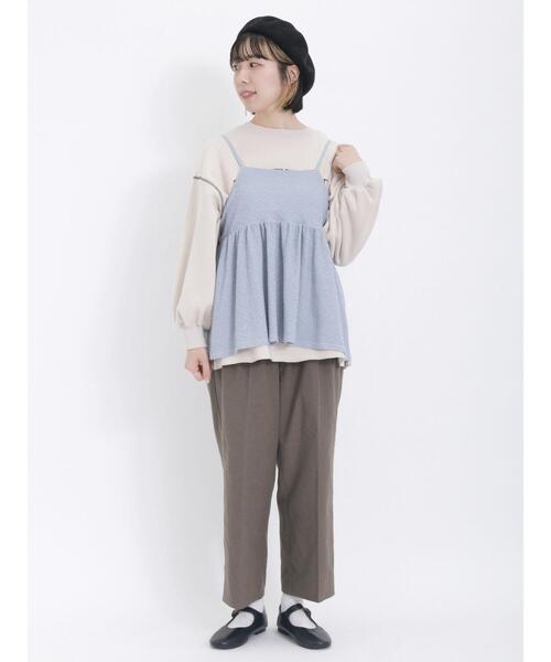 Samansa Mos2（サマンサ モスモス）の「裏ボアロゴプリントスウェット（Tシャツ/カットソー・レディース・キナリ/グリーン/モカ・F）」の13枚目の写真