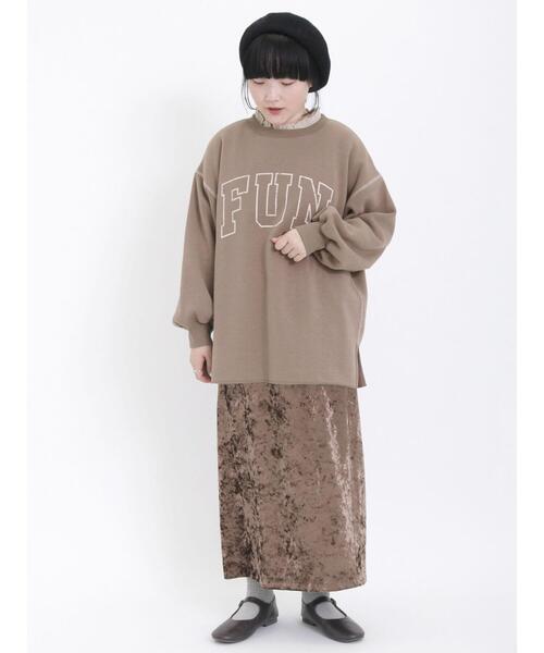 Samansa Mos2（サマンサ モスモス）の「裏ボアロゴプリントスウェット（Tシャツ/カットソー・レディース・キナリ/グリーン/モカ・F）」の20枚目の写真