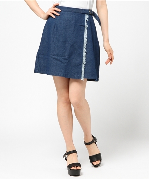 WEGO(ウィゴー)の「WEGO/ フリンジラップスカート(スカート・レディース・インディゴブルー/ホワイト系その他・FREE)」の2枚目の写真