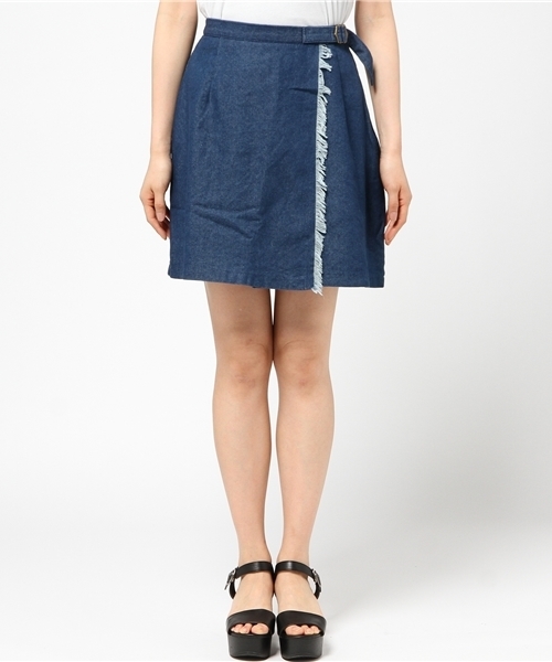 WEGO(ウィゴー)の「WEGO/ フリンジラップスカート(スカート・レディース・インディゴブルー/ホワイト系その他・FREE)」の10枚目の写真