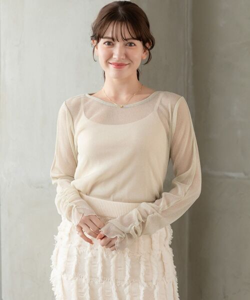 RETRO GIRL（レトロガール）の「ラメシアーインナー（Tシャツ/カットソー・レディース・ナチュラル/ブルー/ブラック/ブラウン・FREE）」の9枚目の写真