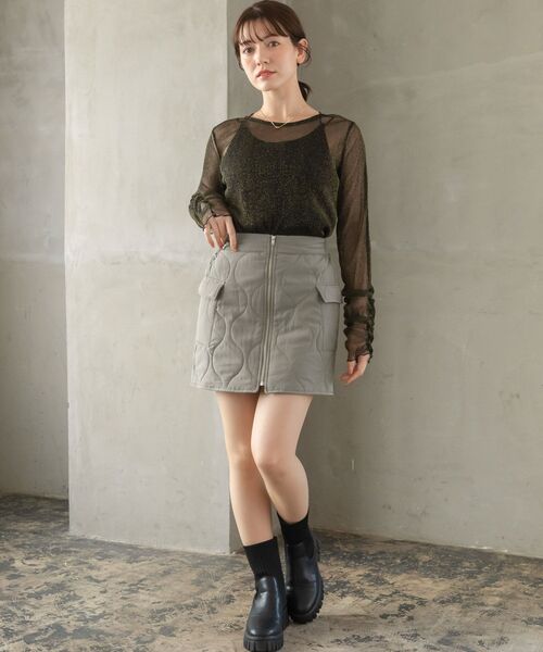 RETRO GIRL（レトロガール）の「ラメシアーインナー（Tシャツ/カットソー・レディース・ナチュラル/ブルー/ブラック/ブラウン・FREE）」の13枚目の写真