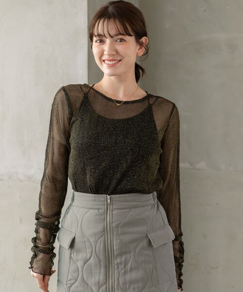 RETRO GIRL（レトロガール）の「ラメシアーインナー（Tシャツ/カットソー・レディース・ナチュラル/ブルー/ブラック/ブラウン・FREE）」の17枚目の写真