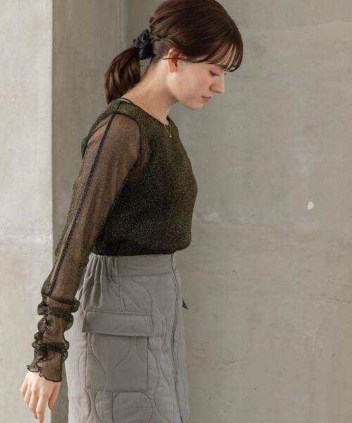 RETRO GIRL（レトロガール）の「ラメシアーインナー（Tシャツ/カットソー・レディース・ナチュラル/ブルー/ブラック/ブラウン・FREE）」の18枚目の写真