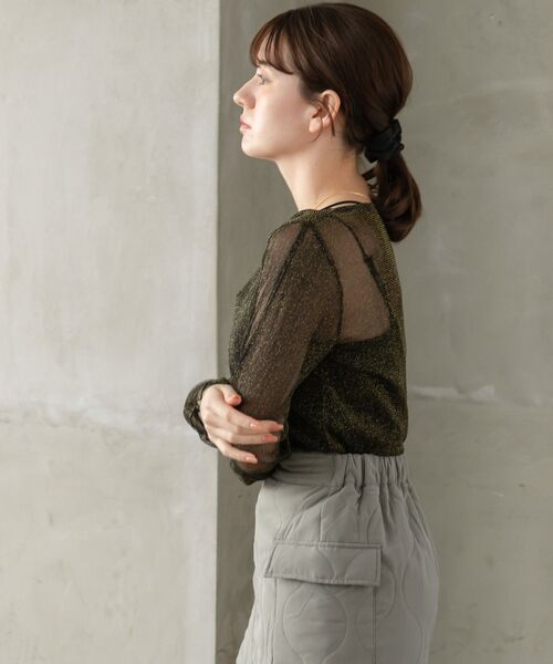 RETRO GIRL（レトロガール）の「ラメシアーインナー（Tシャツ/カットソー・レディース・ナチュラル/ブルー/ブラック/ブラウン・FREE）」の19枚目の写真