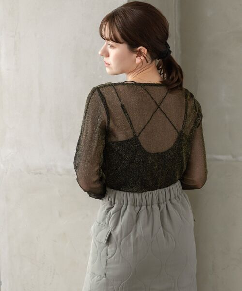 RETRO GIRL（レトロガール）の「ラメシアーインナー（Tシャツ/カットソー・レディース・ナチュラル/ブルー/ブラック/ブラウン・FREE）」の20枚目の写真