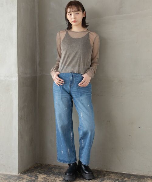 RETRO GIRL（レトロガール）の「ラメシアーインナー（Tシャツ/カットソー・レディース・ナチュラル/ブルー/ブラック/ブラウン・FREE）」の21枚目の写真