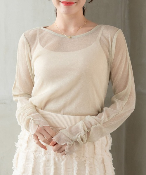 RETRO GIRL（レトロガール）の「ラメシアーインナー（Tシャツ/カットソー・レディース・ナチュラル/ブルー/ブラック/ブラウン・FREE）」の4枚目の写真