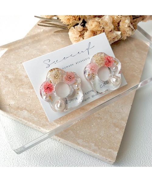 tone（トーン）の「【S.coeuf】【S.coeuf】ピアス　クリアフラワー×淡水パール(MA)（ピアス（両耳用）・レディース・ピンク/ベージュ/パープル・FREE）」の9枚目の写真