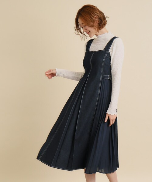 grove(グローブ)の「【低身長さん向けー8cm】キレイに決まる!脇プリーツジャンドレ(ワンピース・レディース・ブラック/ネイビー・01/02/03/04/05)」の1枚目の写真