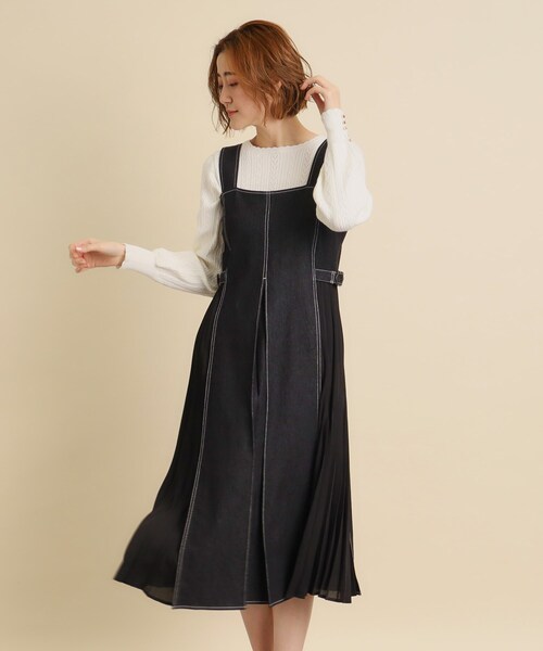 grove(グローブ)の「【低身長さん向けー8cm】キレイに決まる!脇プリーツジャンドレ(ワンピース・レディース・ブラック/ネイビー・01/02/03/04/05)」の2枚目の写真