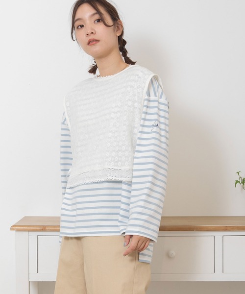 POU DOU DOU（プードゥドゥ）の「コットンネットレースベスト（ベスト・レディース・キナリ/ブラック・3）」の3枚目の写真