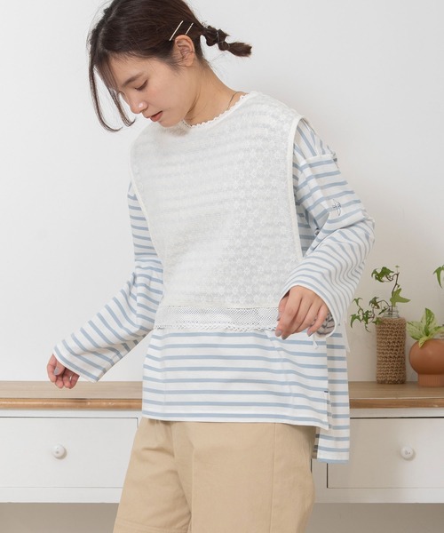 POU DOU DOU（プードゥドゥ）の「コットンネットレースベスト（ベスト・レディース・キナリ/ブラック・3）」の4枚目の写真