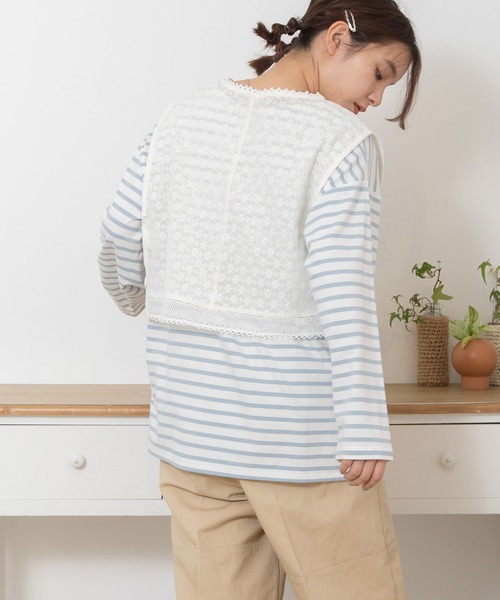 POU DOU DOU（プードゥドゥ）の「コットンネットレースベスト（ベスト・レディース・キナリ/ブラック・3）」の6枚目の写真