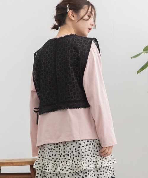 POU DOU DOU（プードゥドゥ）の「コットンネットレースベスト（ベスト・レディース・キナリ/ブラック・3）」の12枚目の写真