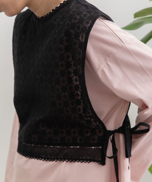 POU DOU DOU（プードゥドゥ）の「コットンネットレースベスト（ベスト・レディース・キナリ/ブラック・3）」の18枚目の写真