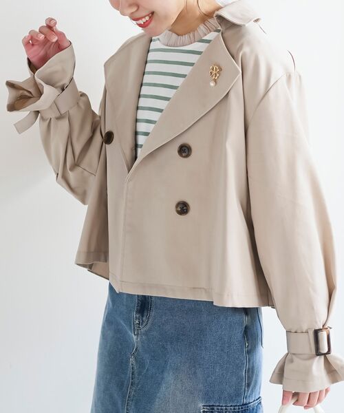 rps（アールピーエス）の「ＢＡＣＫプリーツショートトレンチコート（トレンチコート・レディース・ミント/ベージュ/アイボリー・フリー）」の13枚目の写真