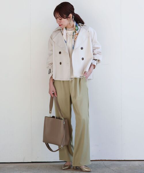 rps（アールピーエス）の「ＢＡＣＫプリーツショートトレンチコート（トレンチコート・レディース・ミント/ベージュ/アイボリー・フリー）」の15枚目の写真