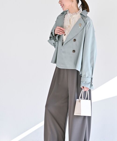 rps（アールピーエス）の「ＢＡＣＫプリーツショートトレンチコート（トレンチコート・レディース・ミント/ベージュ/アイボリー・フリー）」の7枚目の写真