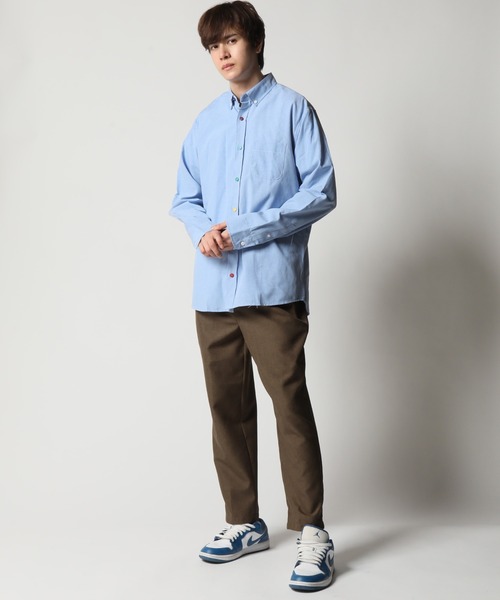 ARCADE（アーケード）の「秋 ボタンダウン オックスフォードシャツ/選べるマルチ釦&ノーマル釦 GELEONE（シャツ/ブラウス・メンズ・サックスブルー系2/ネイビー/ホワイト/ネイビー系2/グレー/ホワイト系2/サックスブルー/グレー系2・M/L/LL）」の11枚目の写真