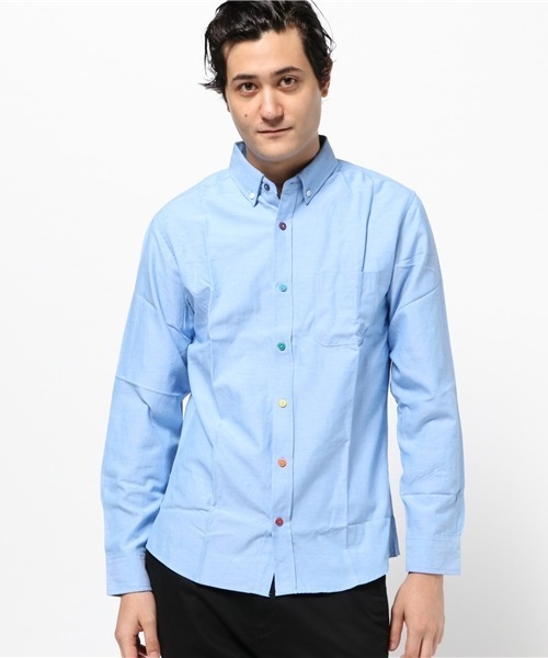 ARCADE（アーケード）の「秋 ボタンダウン オックスフォードシャツ/選べるマルチ釦&ノーマル釦 GELEONE（シャツ/ブラウス・メンズ・サックスブルー系2/ネイビー/ホワイト/ネイビー系2/グレー/ホワイト系2/サックスブルー/グレー系2・M/L/LL）」の15枚目の写真