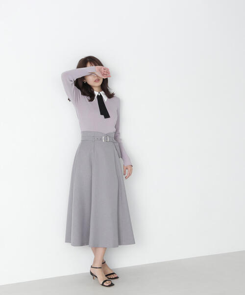 NATURAL BEAUTY BASIC（ナチュラルビューティーベーシック）の「◇【美人百花掲載】リボンタイ付きリブニット（ニット/セーター・レディース・グレー系その他/ブルー系その他6/パープル系その他・FREE）」の10枚目の写真