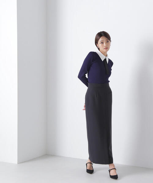 NATURAL BEAUTY BASIC（ナチュラルビューティーベーシック）の「◇【美人百花掲載】リボンタイ付きリブニット（ニット/セーター・レディース・グレー系その他/ブルー系その他6/パープル系その他・FREE）」の8枚目の写真