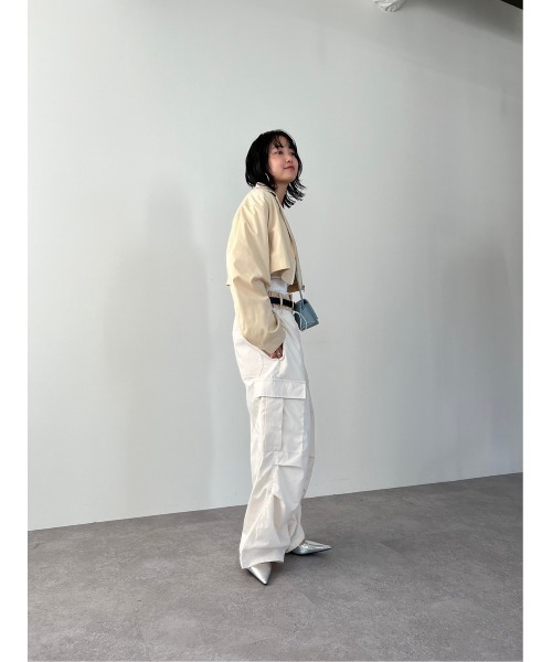 HANNE(アン)の「Wウエストカーゴパンツ(カーゴパンツ・レディース・ブラック/アイボリー・FREE)」の10枚目の写真